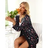 Ekouaer Women Zipper Robe Long Sleeve Housecoat Soft Nightgown with Pockets(Butterfly)