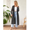 Ekouaer Women Zipper Robe Long Sleeve Housecoat Soft Nightgown with Pockets(Dark Gray Black)