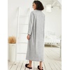 Ekouaer Women Zipper Robe Long Sleeve Housecoat Soft Nightgown with Pockets(Gray)