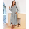 Ekouaer Women Zipper Robe Long Sleeve Housecoat Soft Nightgown with Pockets(Gray)
