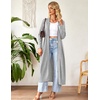 Ekouaer Women Zipper Robe Long Sleeve Housecoat Soft Nightgown with Pockets(Gray)
