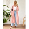 Ekouaer Women Zipper Robe Long Sleeve Housecoat Soft Nightgown with Pockets(Light Coralline)