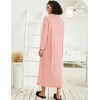 Ekouaer Women Zipper Robe Long Sleeve Housecoat Soft Nightgown with Pockets(Light Coralline)