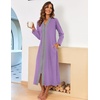 Ekouaer Women Zipper Robe Long Sleeve Housecoat Soft Nightgown with Pockets(Light Purple)