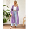 Ekouaer Women Zipper Robe Long Sleeve Housecoat Soft Nightgown with Pockets(Light Purple)