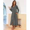 Ekouaer Women Zipper Robe Long Sleeve Housecoat Soft Nightgown with Pockets(Medium Grey)