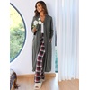 Ekouaer Women Zipper Robe Long Sleeve Housecoat Soft Nightgown with Pockets(Medium Grey)