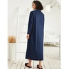 Ekouaer Women Zipper Robe Long Sleeve Housecoat Soft Nightgown with Pockets(Navy Blue)