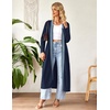 Ekouaer Women Zipper Robe Long Sleeve Housecoat Soft Nightgown with Pockets(Navy Blue)