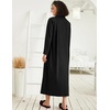Ekouaer Women Zipper Robe Long Sleeve Housecoat Soft Nightgown with Pockets(Pure Black)