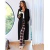 Ekouaer Women Zipper Robe Long Sleeve Housecoat Soft Nightgown with Pockets(Pure Black)