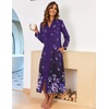 Ekouaer Women Zipper Robe Long Sleeve Housecoat Soft Nightgown with Pockets(Purple Floral)
