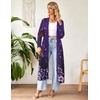 Ekouaer Women Zipper Robe Long Sleeve Housecoat Soft Nightgown with Pockets(Purple Floral)