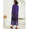 Ekouaer Women Zipper Robe Long Sleeve Housecoat Soft Nightgown with Pockets(Purple Floral)