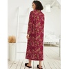 Ekouaer Women Zipper Robe Long Sleeve Housecoat Soft Nightgown with Pockets(Red Floral)