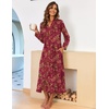 Ekouaer Women Zipper Robe Long Sleeve Housecoat Soft Nightgown with Pockets(Red Floral)