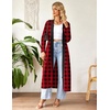 Ekouaer Women Zipper Robe Long Sleeve Housecoat Soft Nightgown with Pockets(Red and Black Plaid)