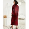 Ekouaer Women Zipper Robe Long Sleeve Housecoat Soft Nightgown with Pockets(Red and Black Plaid)