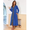 Ekouaer Women Zipper Robe Long Sleeve Housecoat Soft Nightgown with Pockets(Snorkel Blue)