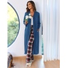 Ekouaer Women Zipper Robe Long Sleeve Housecoat Soft Nightgown with Pockets(Solid Navy)