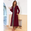Ekouaer Women Zipper Robe Long Sleeve Housecoat Soft Nightgown with Pockets(Wine Red)