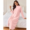 Ekouaer Women Zipper Robe Long Sleeves House Coat Soft Bathrobe Housecoat(A-light Pink)