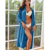 Ekouaer Women Zipper Robe Long Sleeves House Coat Soft Bathrobe Housecoat(A-navy)