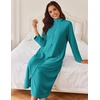 Ekouaer Women Zipper Robe Long Sleeves House Coat Soft Bathrobe Housecoat(A-teal)