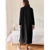 Ekouaer Women Zipper Robe Long Sleeves House Coat Soft Bathrobe Housecoat(Black)
