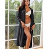 Ekouaer Women Zipper Robe Long Sleeves House Coat Soft Bathrobe Housecoat(Black)