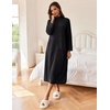 Ekouaer Women Zipper Robe Long Sleeves House Coat Soft Bathrobe Housecoat(Black)