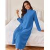 Ekouaer Women Zipper Robe Long Sleeves House Coat Soft Bathrobe Housecoat(Blue)