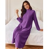Ekouaer Women Zipper Robe Long Sleeves House Coat Soft Bathrobe Housecoat(Bright Purple)