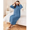 Ekouaer Women Zipper Robe Long Sleeves House Coat Soft Bathrobe Housecoat(Grey Blue)