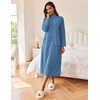 Ekouaer Women Zipper Robe Long Sleeves House Coat Soft Bathrobe Housecoat(Grey Blue)