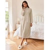 Ekouaer Women Zipper Robe Long Sleeves House Coat Soft Bathrobe Housecoat(Light Khaki)
