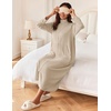 Ekouaer Women Zipper Robe Long Sleeves House Coat Soft Bathrobe Housecoat(Light Khaki)