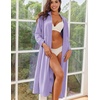 Ekouaer Women Zipper Robe Long Sleeves House Coat Soft Bathrobe Housecoat(Light Purple)