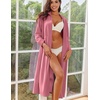 Ekouaer Women Zipper Robe Long Sleeves House Coat Soft Bathrobe Housecoat(Pale Violet Red)