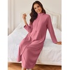 Ekouaer Women Zipper Robe Long Sleeves House Coat Soft Bathrobe Housecoat(Pale Violet Red)