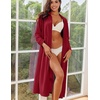 Ekouaer Women Zipper Robe Long Sleeves House Coat Soft Bathrobe Housecoat(Wine Red)
