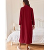 Ekouaer Women Zipper Robe Long Sleeves House Coat Soft Bathrobe Housecoat(Wine Red)