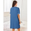 Ekouaer Women Zipper Robe Short Sleeves Housecoat Bathrobes Zip Up Robe(Dark Blue)