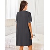 Ekouaer Women Zipper Robe Short Sleeves Housecoat Bathrobes Zip Up Robe(Dark Gray)