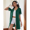 Ekouaer Women Zipper Robe Short Sleeves Housecoat Bathrobes Zip Up Robe(Lake Green)