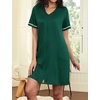 Ekouaer Women Zipper Robe Short Sleeves Housecoat Bathrobes Zip Up Robe(Lake Green)