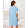 Ekouaer Women Zipper Robe Short Sleeves Housecoat Bathrobes Zip Up Robe(Light Blue)