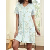 Ekouaer Women Zipper Robe Short Sleeves Housecoat Bathrobes Zip Up Robe(Light Green Floral)