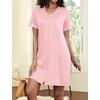 Ekouaer Women Zipper Robe Short Sleeves Housecoat Bathrobes Zip Up Robe(Pink)