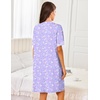 Ekouaer Women Zipper Robe Short Sleeves Housecoat Bathrobes Zip Up Robe(Purple Floral)